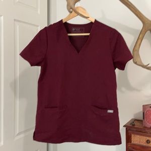 Figs Burgundy scrub top